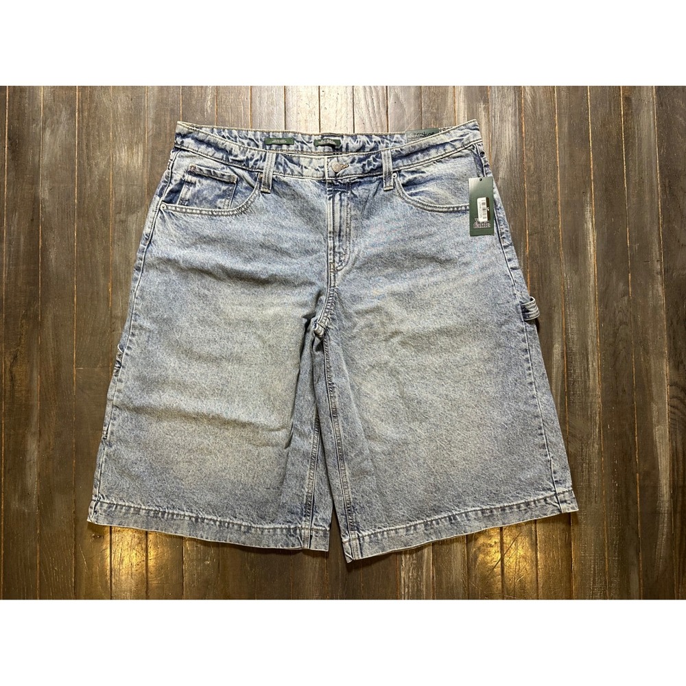 Wild Fable Womens Low Rise Carpenter Denim Shorts Light Wash Blue